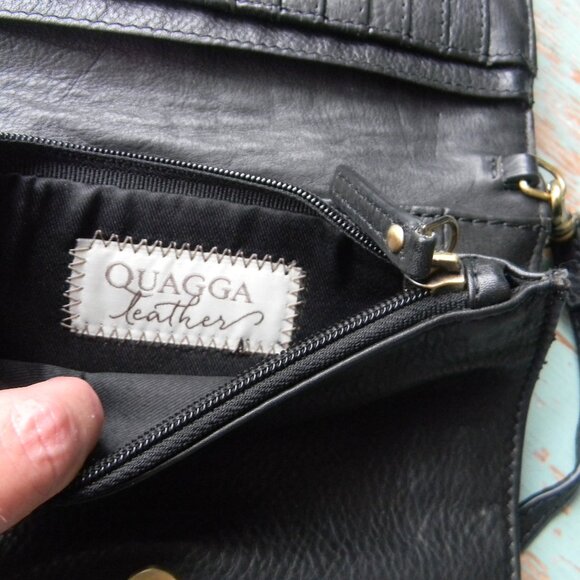 BLACK SMALL QUAGGA GENUINE LEATHER CROSSBODY HANDBAG - Picture 5 of 7